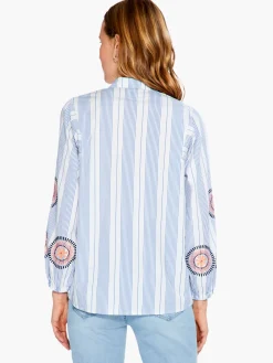 Best Sale NIC+ZOE Embroidered Skies Shirt Blue Multi