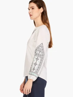Online NIC+ZOE Embroidered Solstice Top White Multi