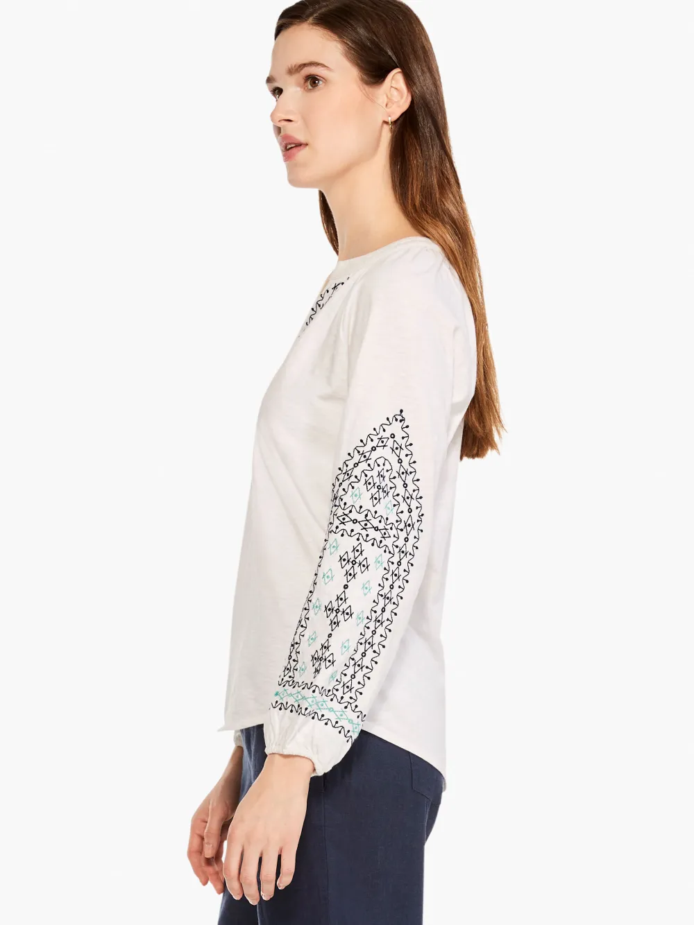 Online NIC+ZOE Embroidered Solstice Top White Multi