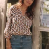 Outlet NIC+ZOE Falling Diamonds Top Orange Multi