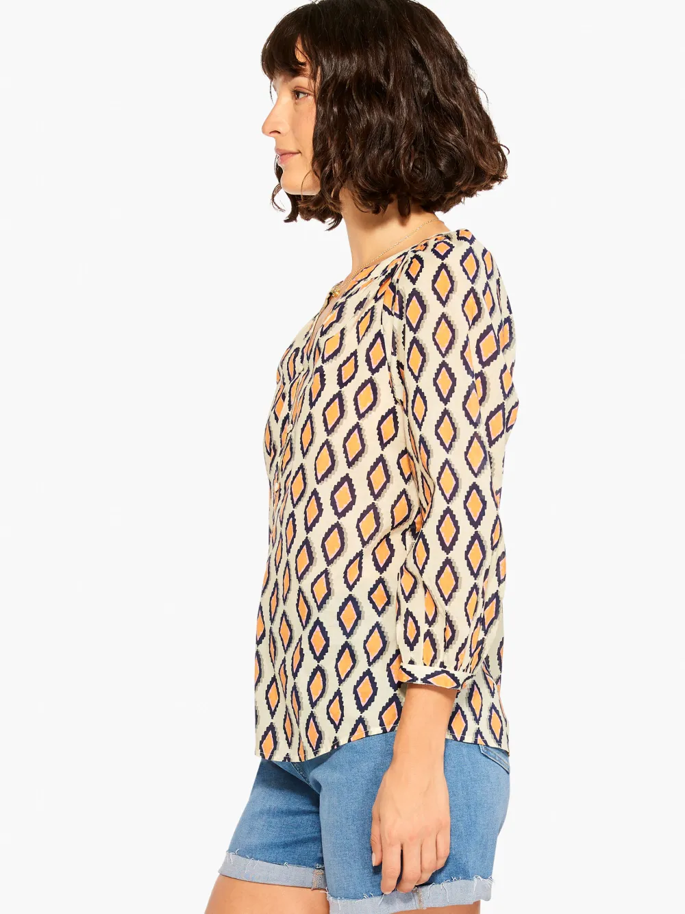 Outlet NIC+ZOE Falling Diamonds Top Orange Multi