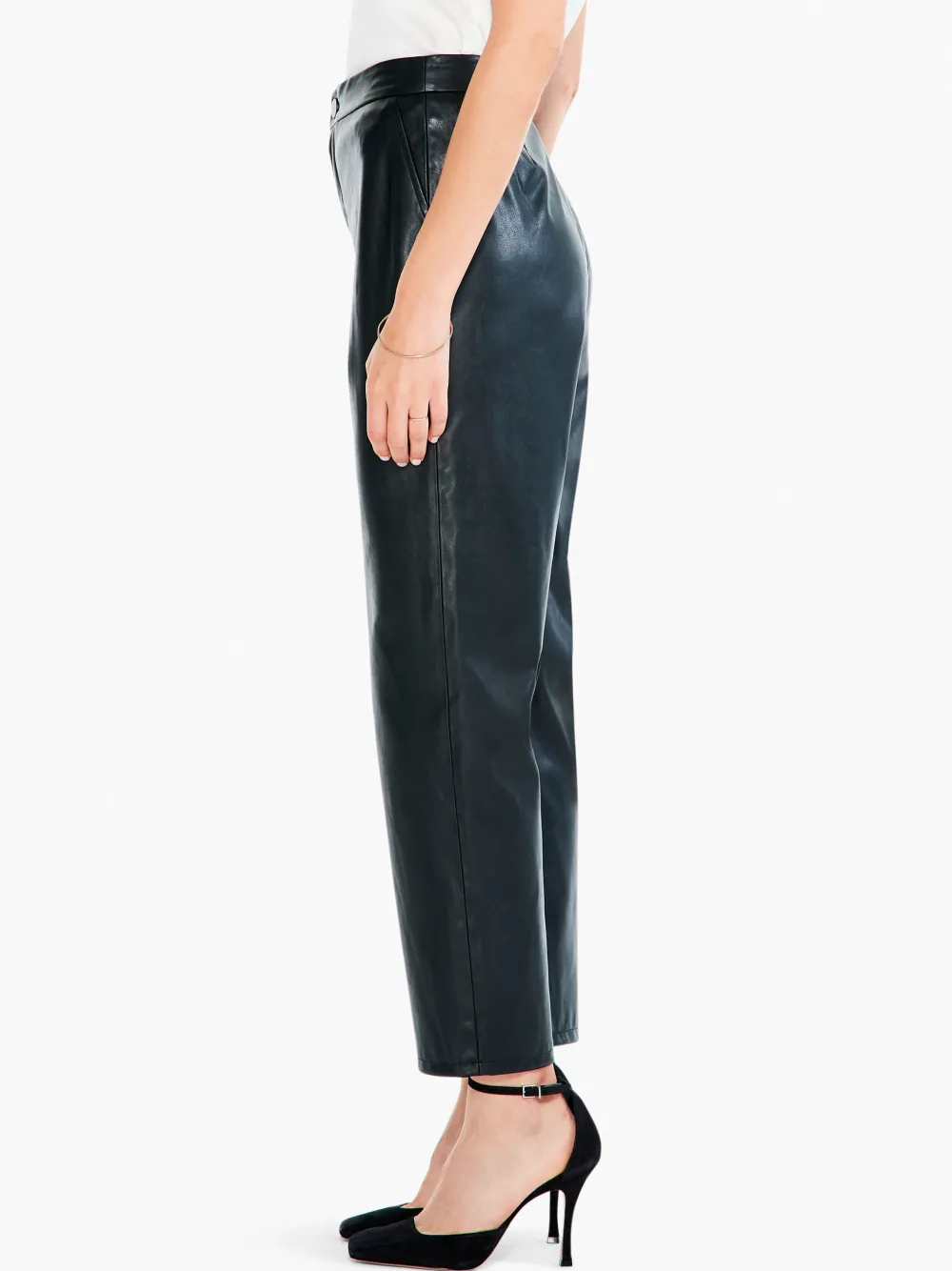 Flash Sale NIC+ZOE Faux Leather Straight-Leg Trouser Black Onyx