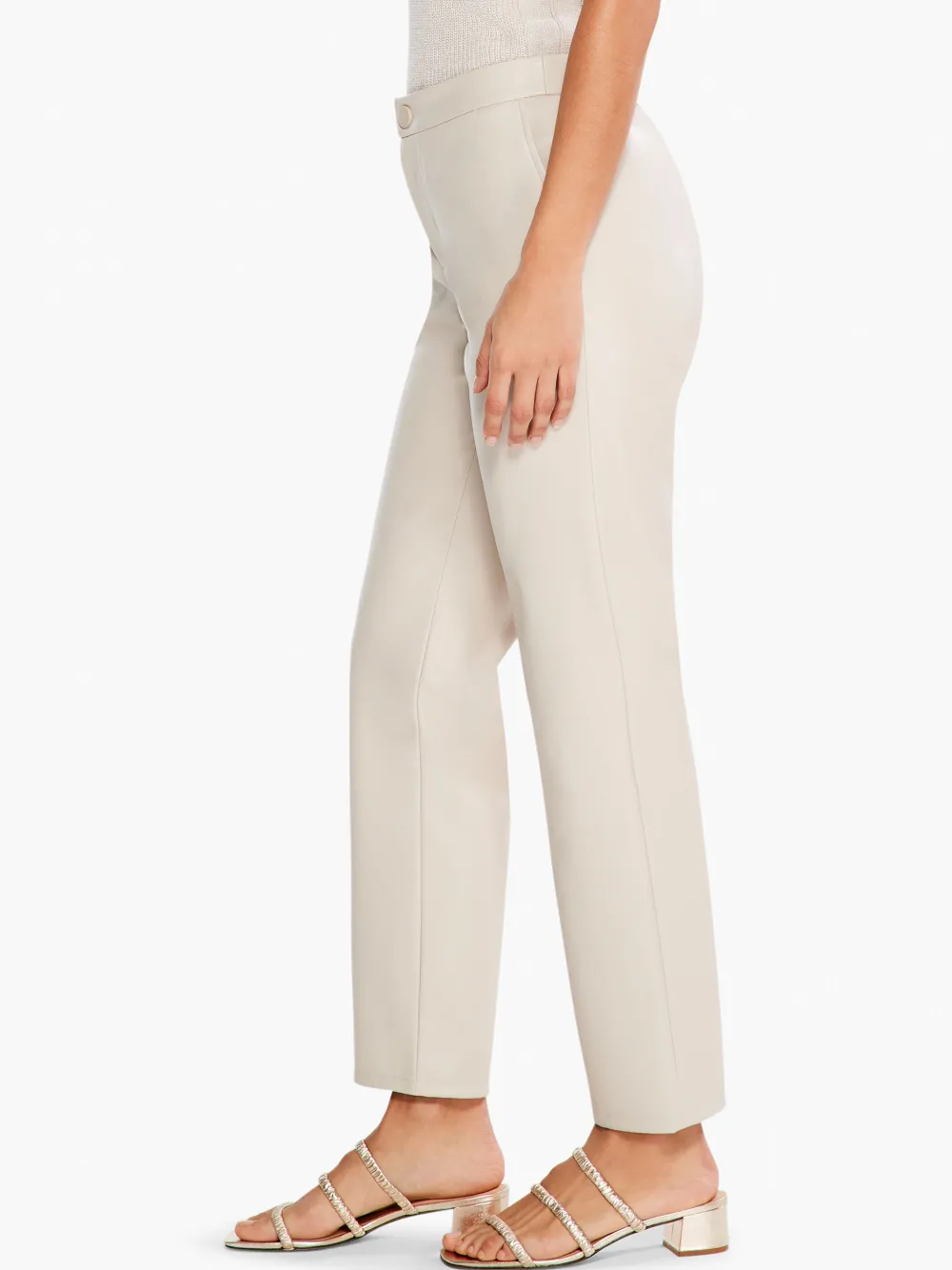 Hot NIC+ZOE Faux Leather Straight-Leg Trouser Cobblestone
