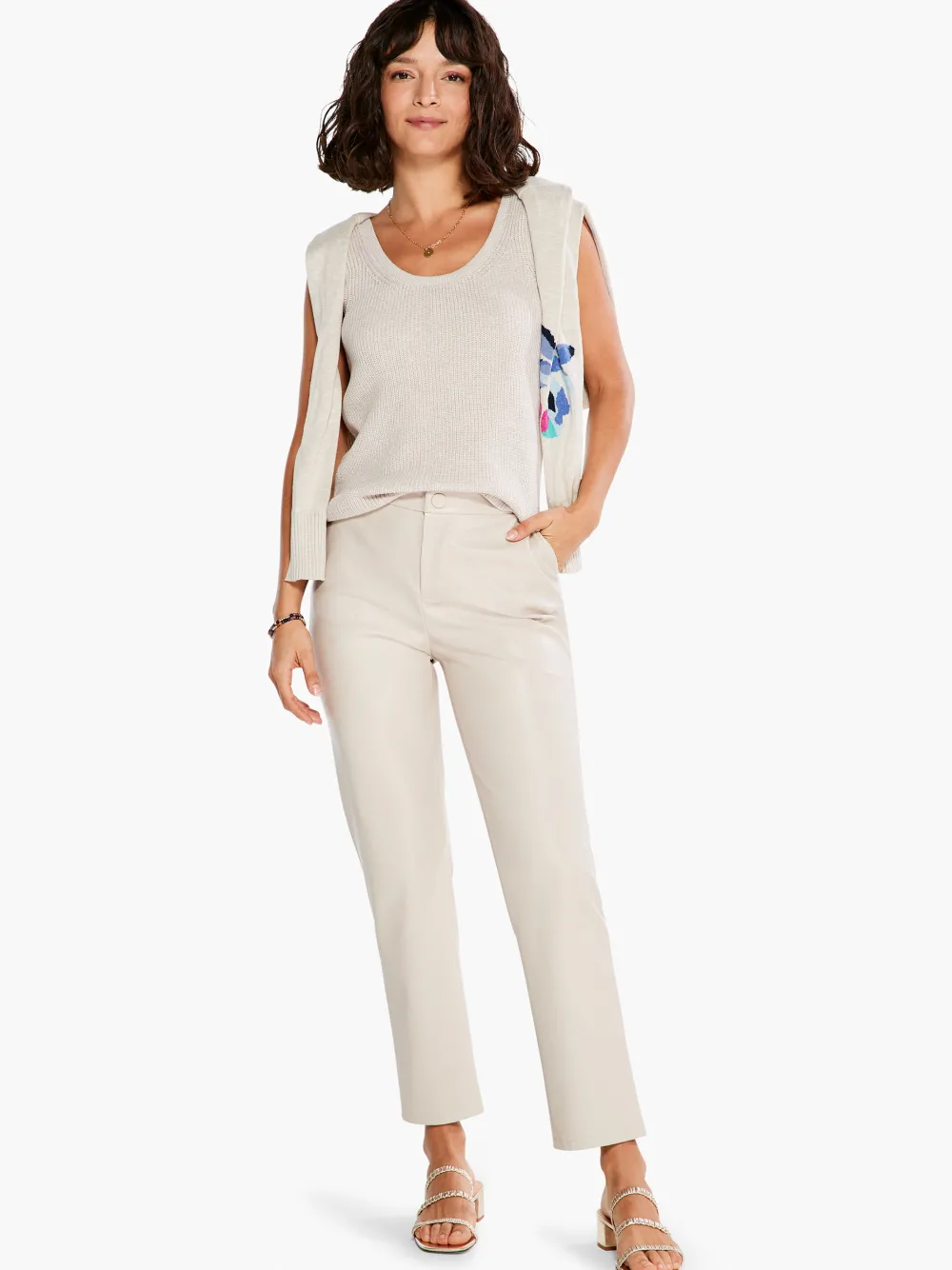 Hot NIC+ZOE Faux Leather Straight-Leg Trouser Cobblestone