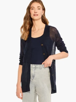 New NIC+ZOE Featherweight Button Cardigan Dark Indigo