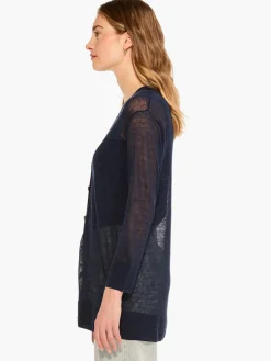 Online NIC+ZOE Featherweight Button Cardigan Dark Indigo
