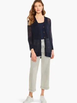Online NIC+ZOE Featherweight Button Cardigan Dark Indigo