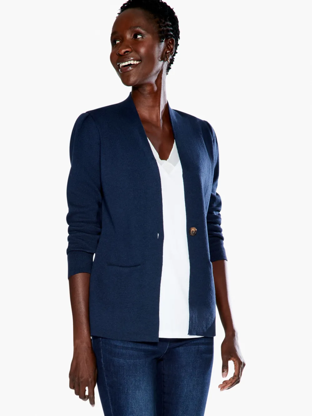 Best NIC+ZOE Femme Sleeve Jacket Dark Indigo