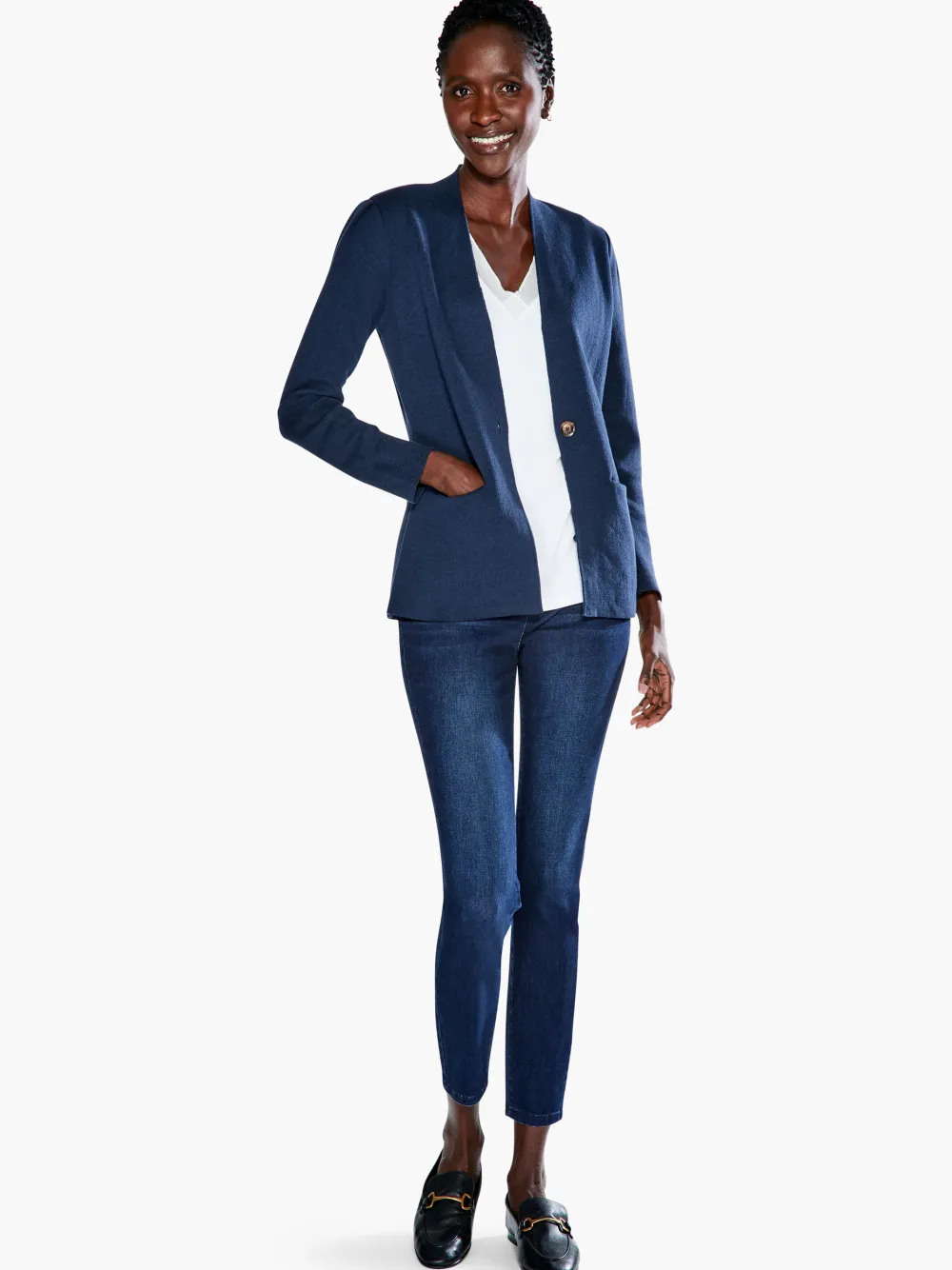 Best NIC+ZOE Femme Sleeve Jacket Dark Indigo