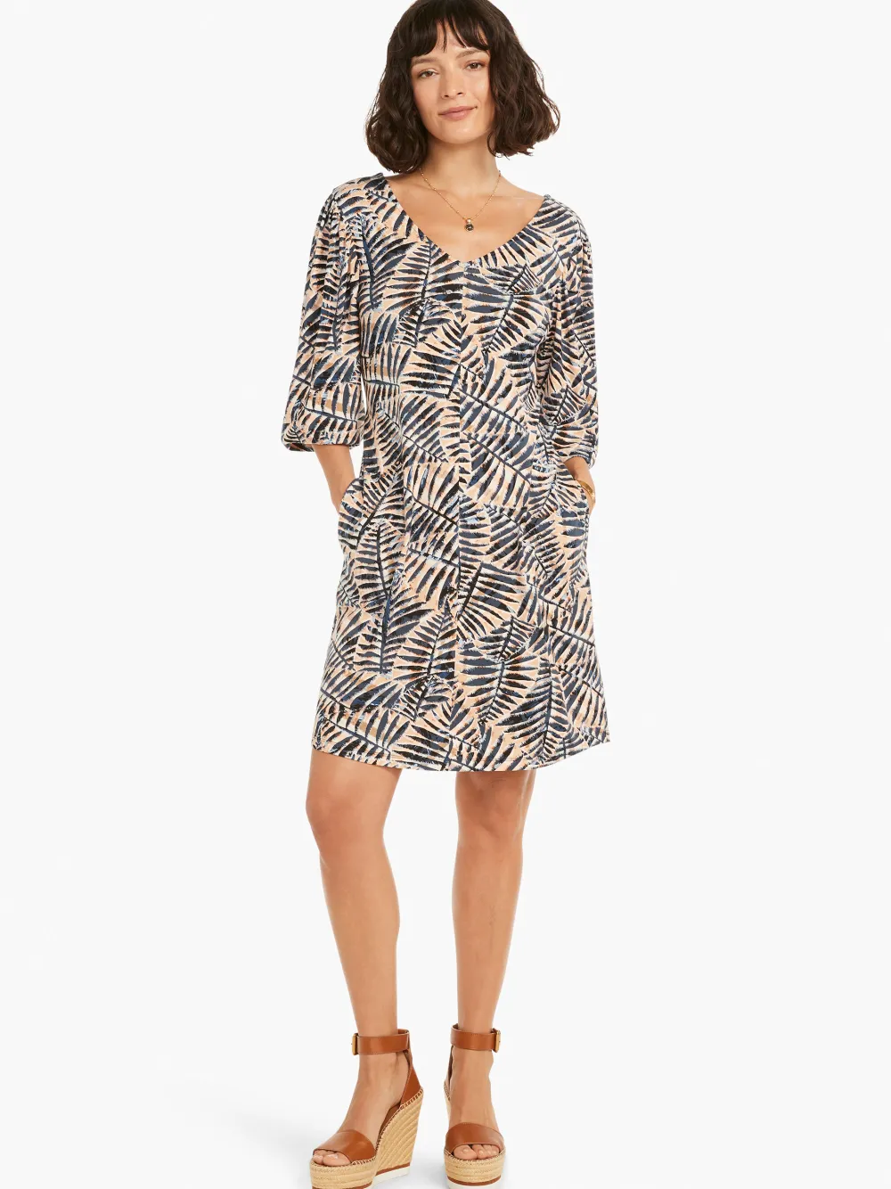 New NIC+ZOE Flowing Ferns Dress Neutral Multi