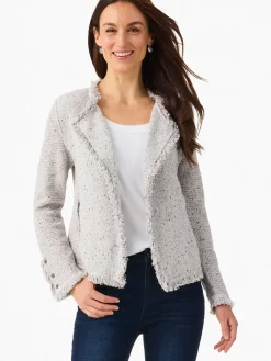 Fashion NIC+ZOE Fringe Mix Knit Jacket Black Onyx