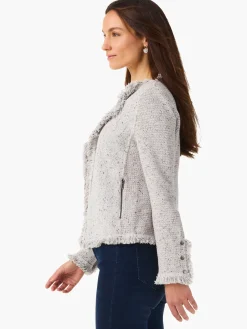 Store NIC+ZOE Fringe Mix Knit Jacket Black Onyx