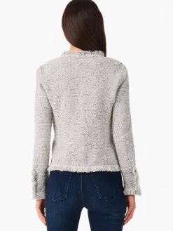 Store NIC+ZOE Fringe Mix Knit Jacket Black Onyx