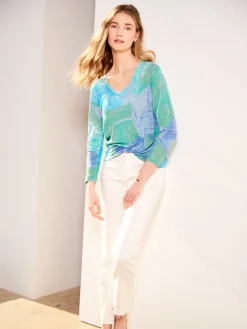 Flash Sale NIC+ZOE Full Bloom Sweater Blue Multi