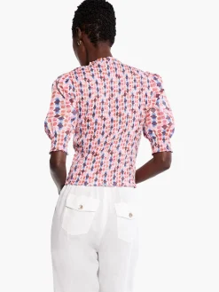 Hot NIC+ZOE Geo Dots Smocked Top Pink Multi