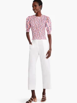 Hot NIC+ZOE Geo Dots Smocked Top Pink Multi