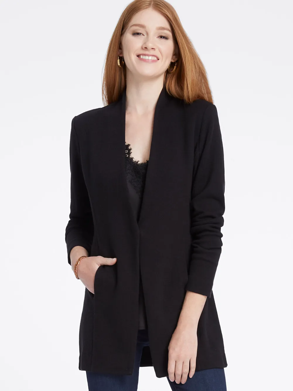 Cheap NIC+ZOE Grace Knit Jacket Black Onyx