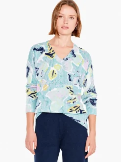 Discount NIC+ZOE Greenhouse Garden Sweater Green Multi
