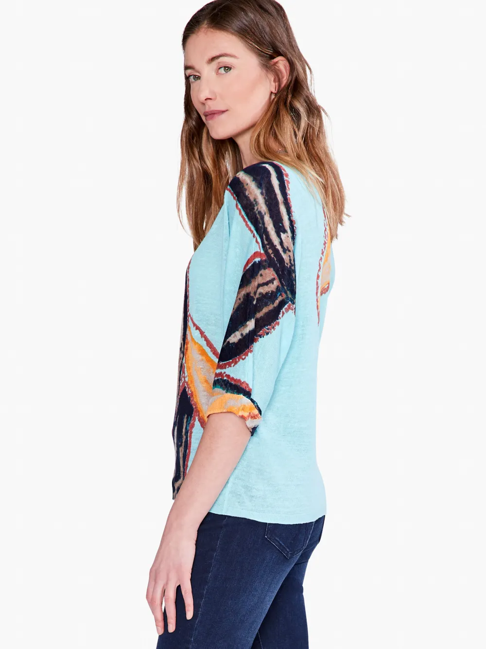 Cheap NIC+ZOE Grove Sweater Aqua Multi