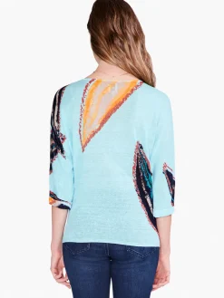 Cheap NIC+ZOE Grove Sweater Aqua Multi