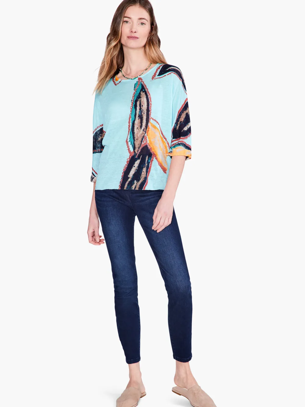 Cheap NIC+ZOE Grove Sweater Aqua Multi