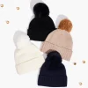Flash Sale NIC+ZOE Hat Attack - Cashmere Hat With Faux Fur Pom Navy
