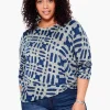 Fashion NIC+ZOE Ikat Camo Sweater Green Multi