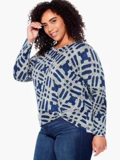 Fashion NIC+ZOE Ikat Camo Sweater Green Multi