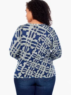 Fashion NIC+ZOE Ikat Camo Sweater Green Multi