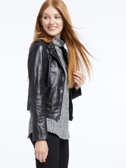 Online NIC+ZOE Jakett Washable Leather Moto Jacket Black
