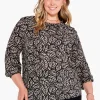 Best Sale NIC+ZOE Lacy Leaves Top Black Multi