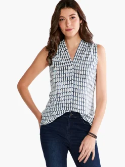 Clearance NIC+ZOE Lattice Live In Tank Blue Multi
