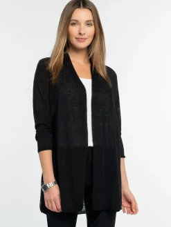 Outlet NIC+ZOE Lightweight Long Back Of The Chair Cardigan Black Onyx