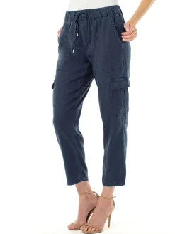 Sale NIC+ZOE Liverpool Elastic Waistband Cargo Pant Navy