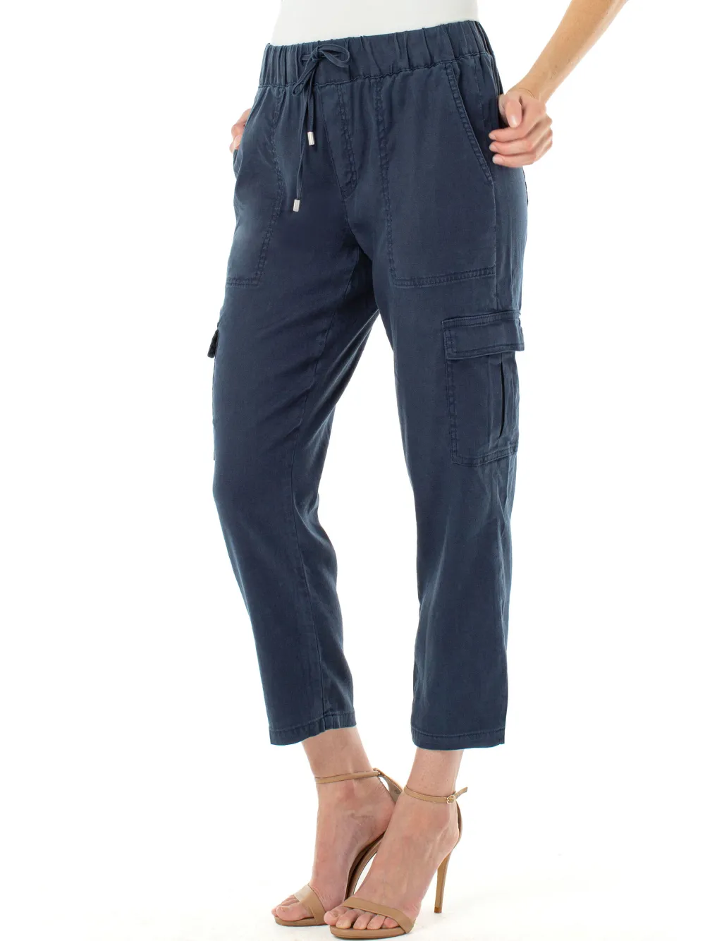 Sale NIC+ZOE Liverpool Elastic Waistband Cargo Pant Navy