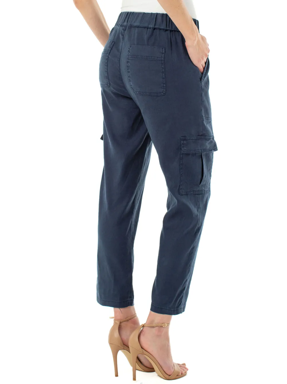 Sale NIC+ZOE Liverpool Elastic Waistband Cargo Pant Navy