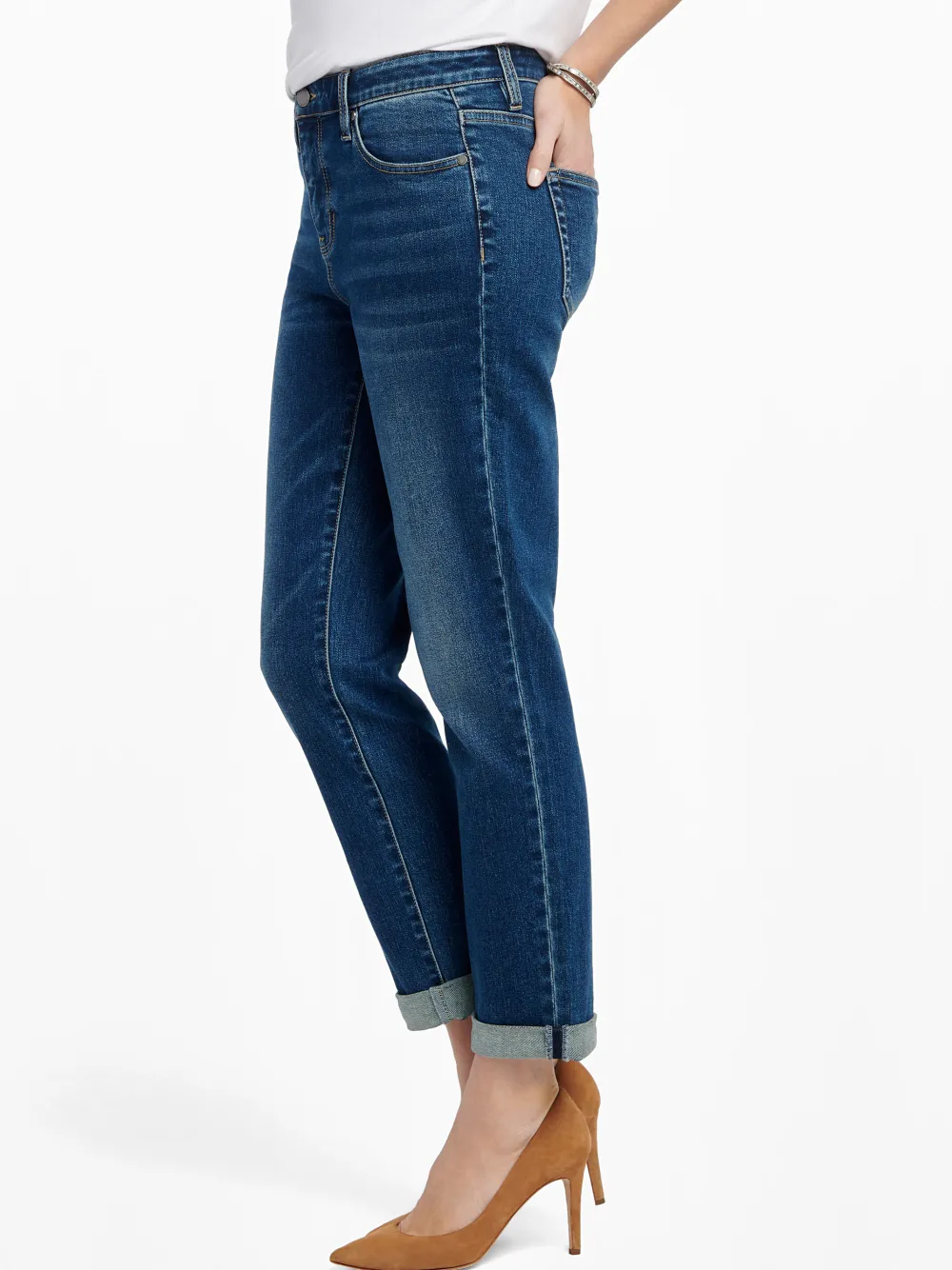 Outlet NIC+ZOE Liverpool Marley Girlfriend Roll Cuff Jean Deep Denim