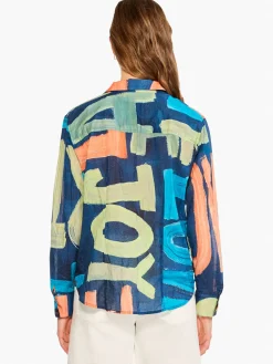 Flash Sale NIC+ZOE Love Art Joy Crinkle Shirt Indigo Multi