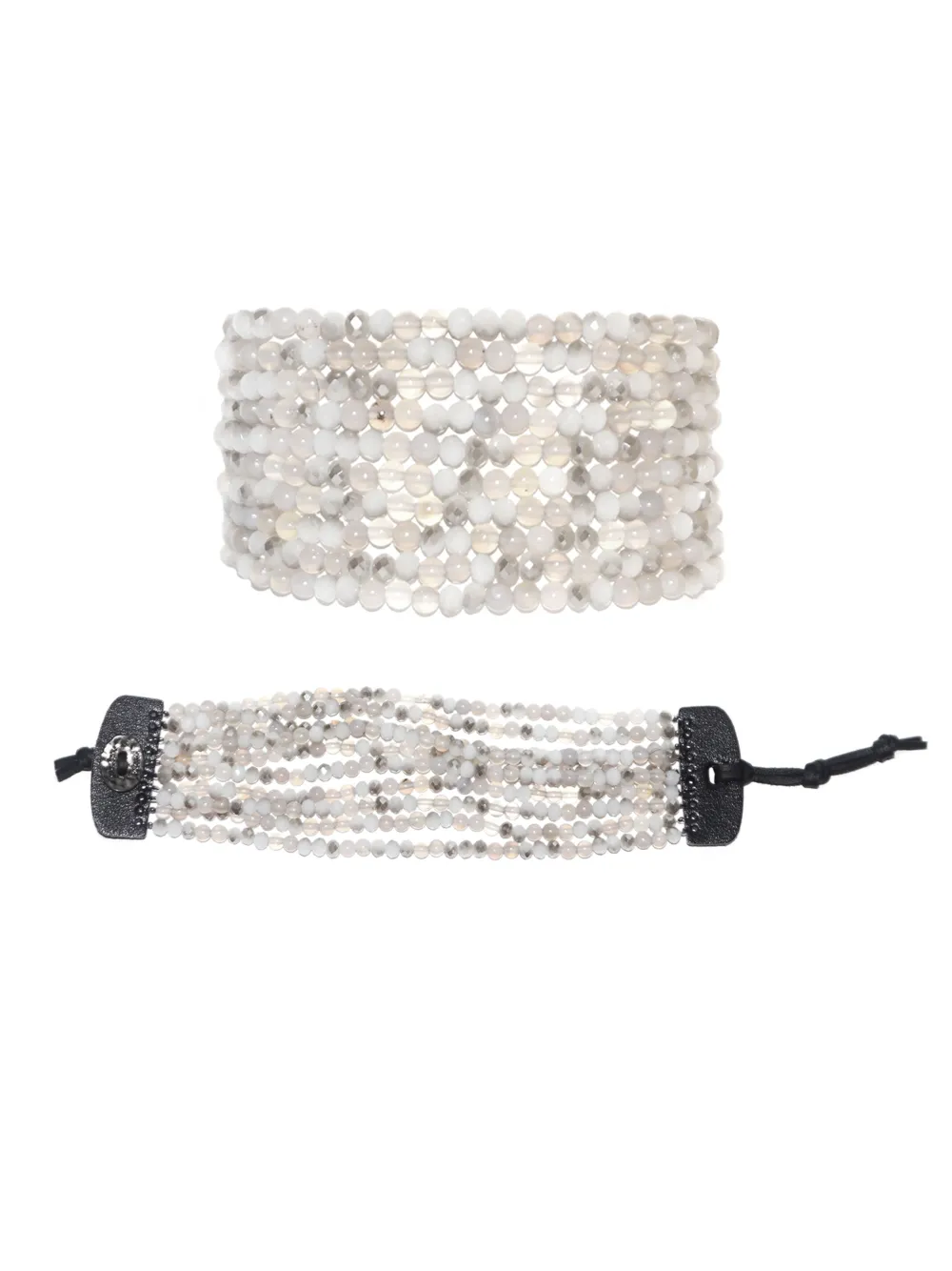 Best Sale NIC+ZOE Marlyn Schiff Beaded Strand Bracelet Grey
