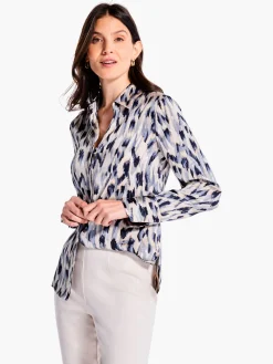 Hot NIC+ZOE Misty Ikat Shirt Grey Multi