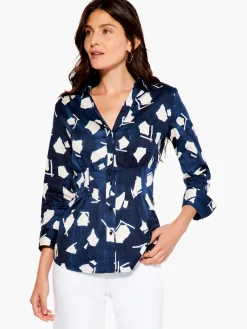 Flash Sale NIC+ZOE Mosaic Blues Shirt Indigo Multi
