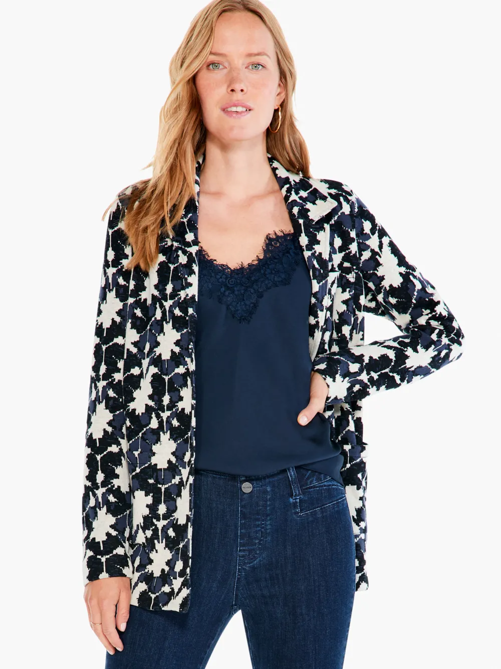 Flash Sale NIC+ZOE Mosaic Mix Knit Blazer Black Multi