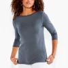 New NIC+ZOE Nzt 3/4 Sleeve Boat Tee Quarry