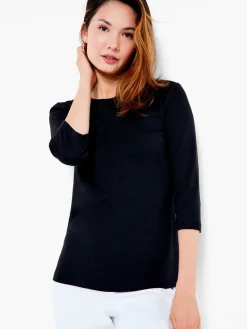 Sale NIC+ZOE Nzt 3/4 Sleeve Boat Tee Black Onyx