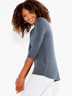 New NIC+ZOE Nzt 3/4 Sleeve Boat Tee Quarry