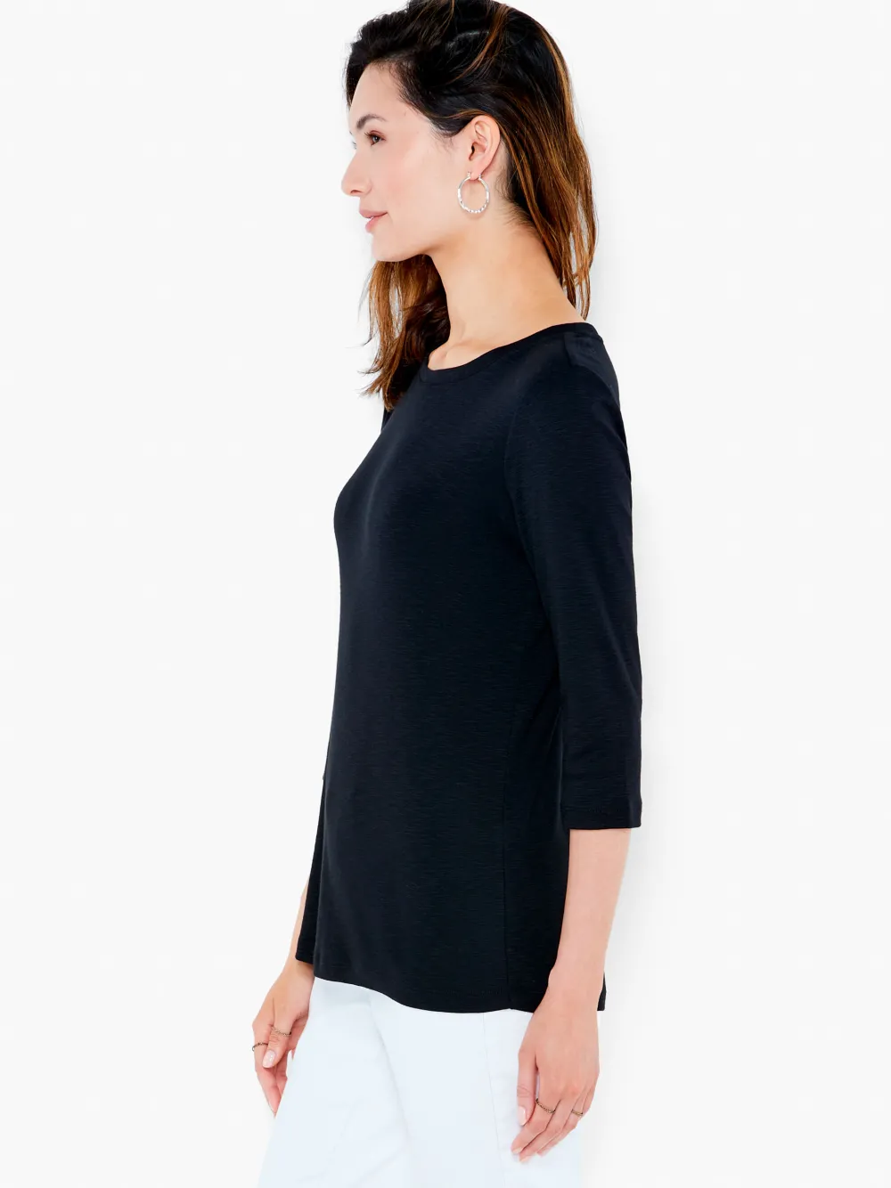 Sale NIC+ZOE Nzt 3/4 Sleeve Boat Tee Black Onyx