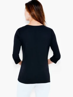 Sale NIC+ZOE Nzt 3/4 Sleeve Boat Tee Black Onyx