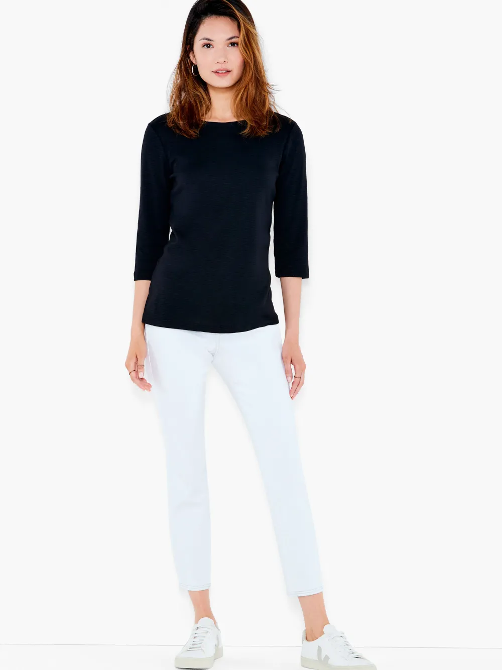 Sale NIC+ZOE Nzt 3/4 Sleeve Boat Tee Black Onyx