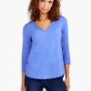 Shop NIC+ZOE Nzt 3/4 Sleeve Roll V Tee Seaglass