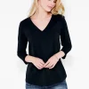 Best Sale NIC+ZOE Nzt 3/4 Sleeve Roll V Tee Black Onyx